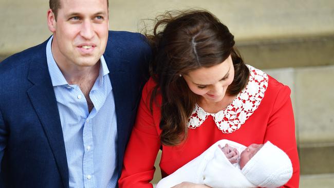 The Duke and Duchess of Cambridge depart the Lindo Wing with their newborn son. Picture: Getty