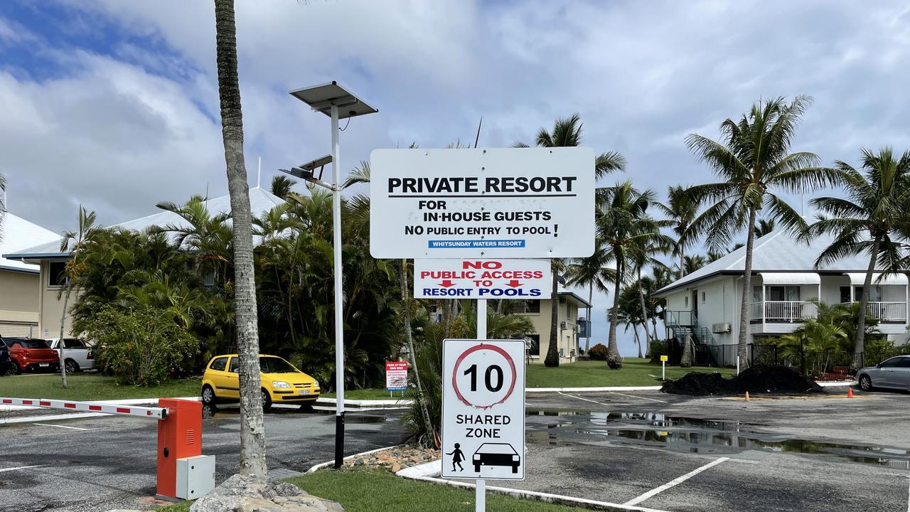 Signs across the resort highlight how seriously the resort is trying to crack down on public guests in the pool. Photo: Fergus Gregg