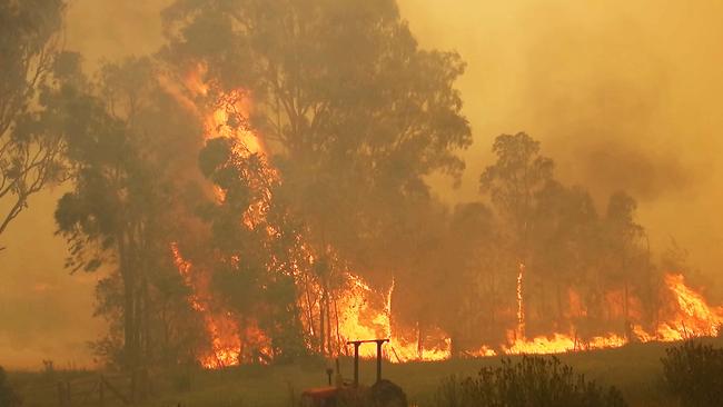 A fire at the Liberation Trail at Nana Glen, West of Coffs Harbour. Picture: Frank Redward