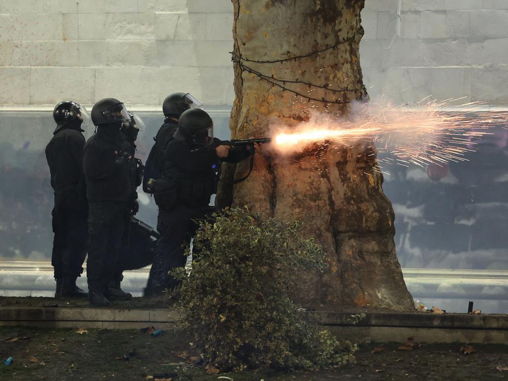 Police were seen firing tear gas towards the crowds of protesters. Picture: Giorgi ARJEVANIDZE / AFP