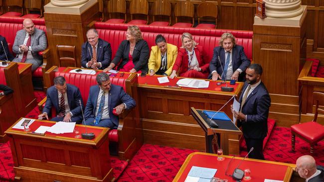 First Nations Voice to Parliament Leeroy Bilney delivers the inaugural address. Picture: NewsWire/ Ben Clark