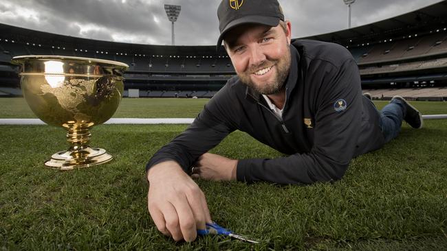 Australian golfer Marc Leishman at the MCG ahead of next week’s Presidents Cup at Royal Melbourne. Picture: Michael Klein