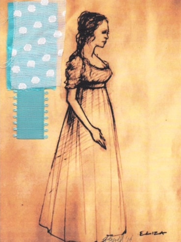 One of the dresses for the Hamilton musical, sketched by Paul Tazewell.