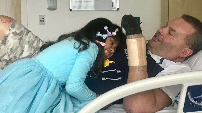 Jason Miller at Northern Beaches Hospital with his daughter Jhayda, 7. Picture: Supplied.