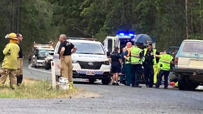 The scene of a fatal crash involving a school us and Ute at Wolvi on Tuesday afternoon. Photos: Scott Kovacevic