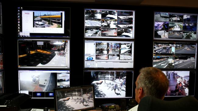 Council has a CCTV bunker that gets feeds from 199 cameras the length of the Gold Coast - and the network is gradually getting better with new HD cameras replacing those that expire    Picture: David Clark