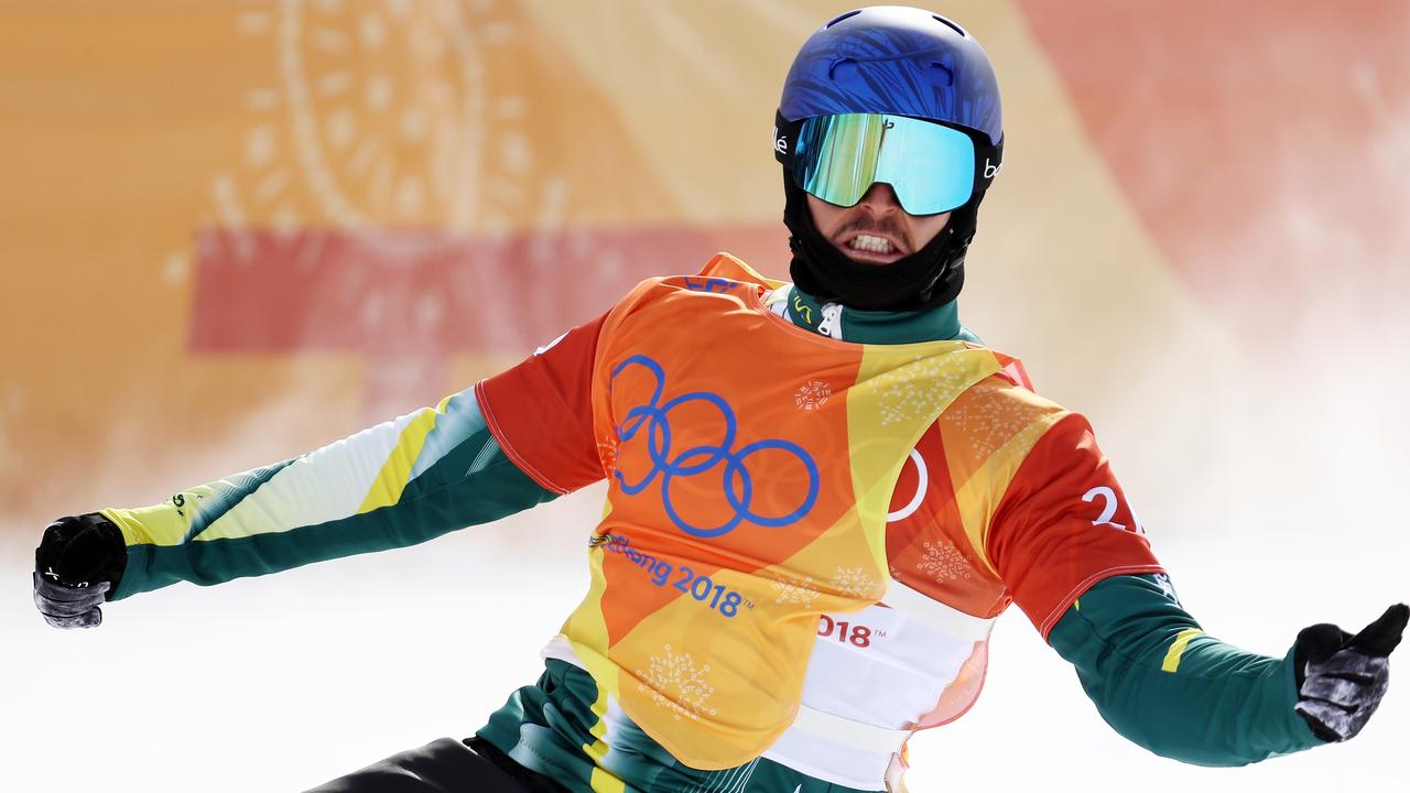 Alex Pullin celebrates winning the Men's Snowboard Cross semi-final 1 on day six of the PyeongChang 2018 Winter Olympic Games at Phoenix Snow Park. (Photo by Clive Rose/Getty Images)