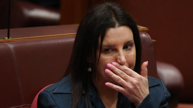 Outspoken Tasmanian Senator Jacqui Lambie stood up in the Senate Chamber in Parliament House in Canberra and resigned after she was identified as being a dual citizen. Picture Gary Ramage