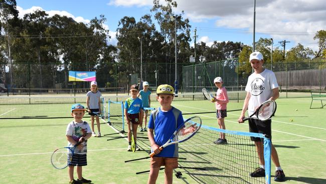 Some of Warwick’s rising tennis stars who attended the workshop this afternoon. Picture: Jessica Paul