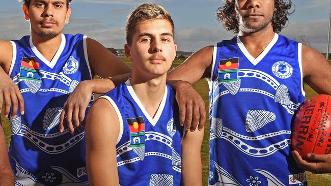 Connor Sampson (centre) has enjoyed a standout campaign for Port Noarlunga. Picture: Tom Huntley