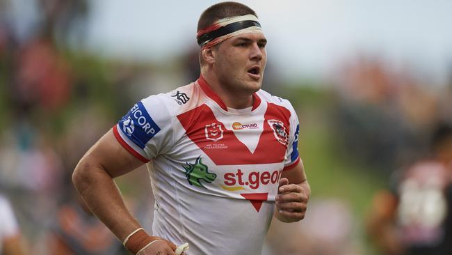 WOLLONGONG, AUSTRALIA - MARCH 15: Blake Lawrie of the Dragons is pictured during the round 1 NRL match between the St George Illawarra Dragons and the Wests Tigers at WIN Stadium on March 15, 2020 in Wollongong, Australia. (Photo by Brett Hemmings/Getty Images)