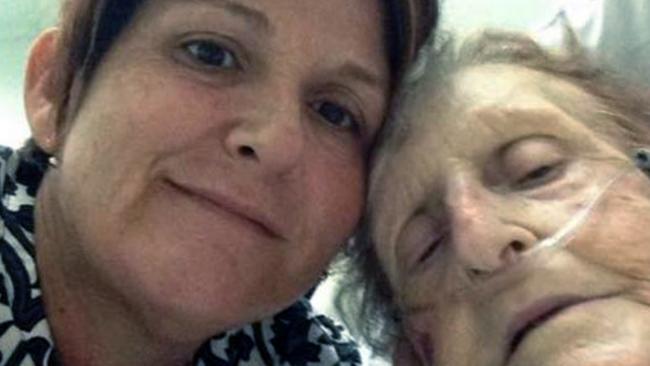 Vicky Crichton in hospital with her adored mum Brenda Bartlem-Ward.