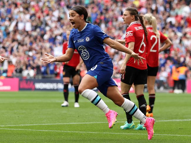 Kerr looked unfazed by the cramps that saw her subbed out of Chelsea’s last WSL match against Everton. Picture: Ryan Pierse/Getty Images