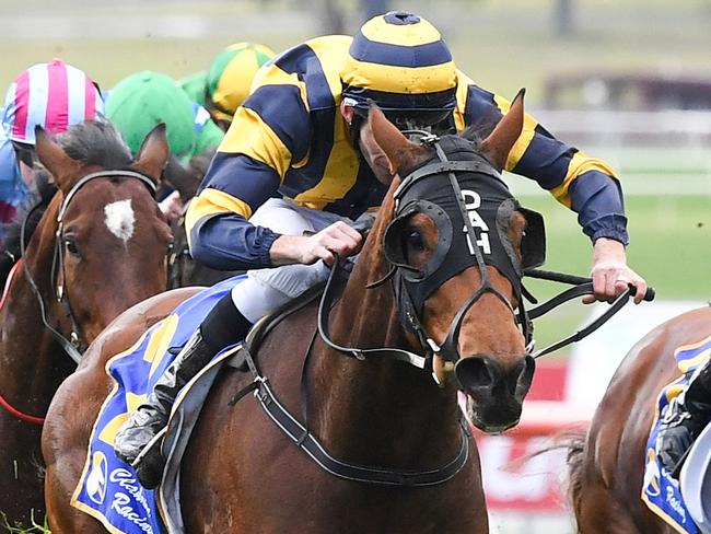 Jockey Jamie Mott rides Walking Flying to victory in race 3, the Clanbrooke Racing Handicap,  during racing at Ladbrokes Park Racecourse in Melbourne, Victoria, Wednesday, June 24, 2020. (AAP Image/Supplied by Pat Scala, Racing Photos) NO ARCHIVING, EDITORIAL USE ONLY