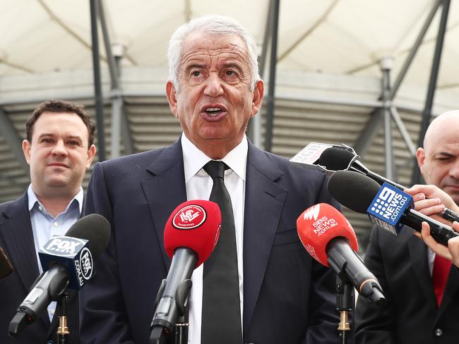 SYDNEY, AUSTRALIA - FEBRUARY 25: Western Sydney Wanderers Chairman Paul Lederer speaks to the media during a Western Sydney Wanderers A-League media opportunity at Bankwest Stadium on February 25, 2019 in Sydney, Australia. (Photo by Matt King/Getty Images)