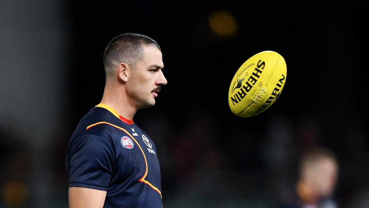 ADELAIDE, AUSTRALIA – APRIL 19: Taylor Walker of the Crows during warm ups of he round six AFL match between Adelaide Crows and Essendon Bombers at Adelaide Oval, on April 19, 2024, in Adelaide, Australia. (Photo by Mark Brake/Getty Images)