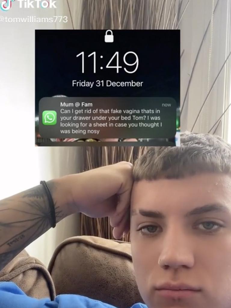 While the initial message left him embarrassed … Picture: TikTok