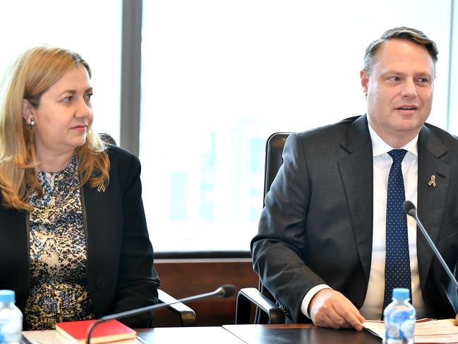 BRISBANE, AUSTRALIA - NewsWire Photos SEPTEMBER 16, 2022:  Premier Annastacia Palaszczuk chairs an urgent Housing Roundtable to address affordable housing challenges ahead of next month's broader Housing Summit pictured i here with Lord Mayor Adrian Schrinner.Picture: NCA NewsWire / John Gass