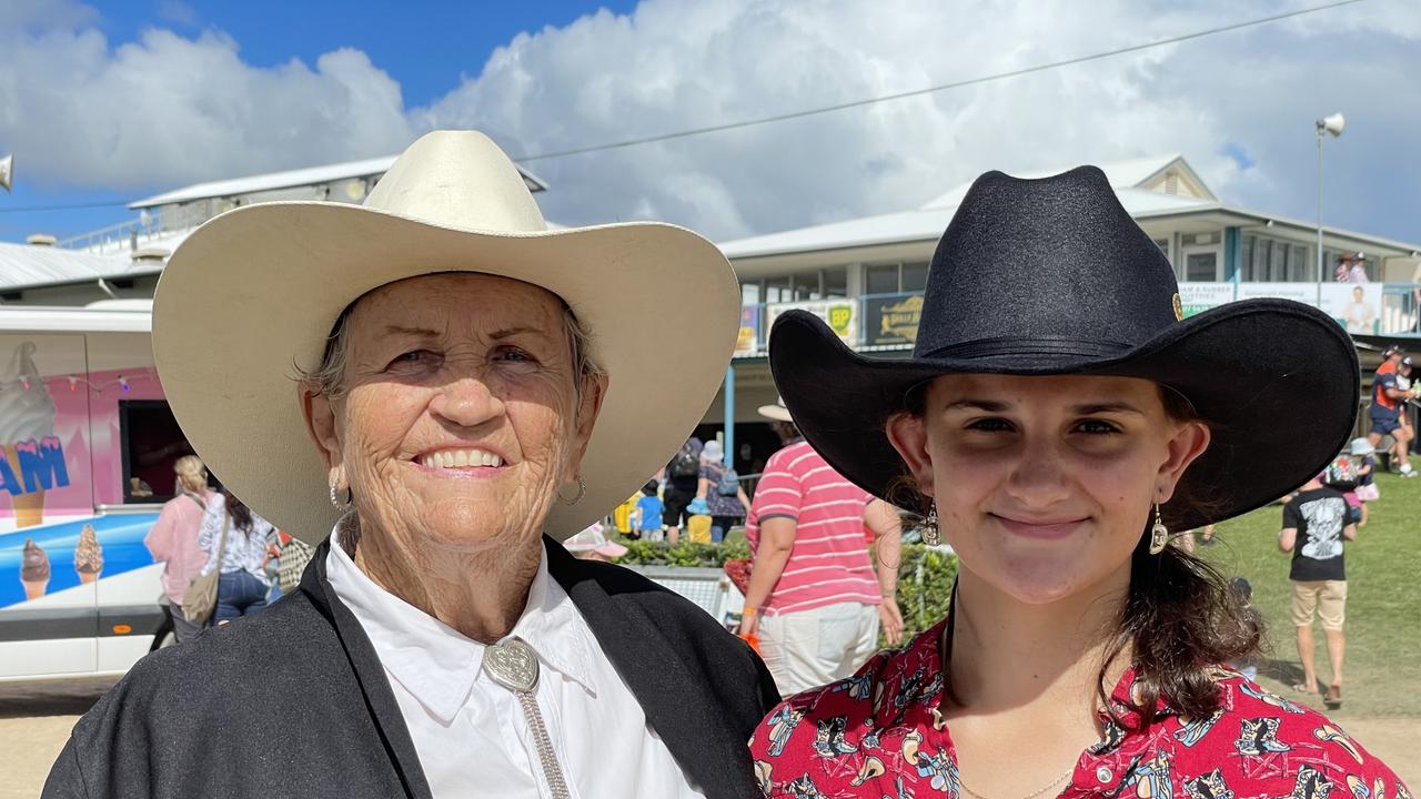 Susan Carlson and Katelyn Ford enjoy People's Day at the 2024 Gympie Show.