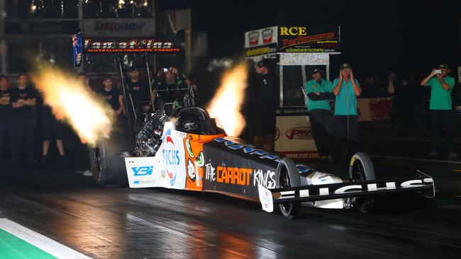Kelly Bettes is the first female drag racer to complete 300mph and 500km/h runs on Australian soil. Pic: Dave Reid/dragphotos.com.au.