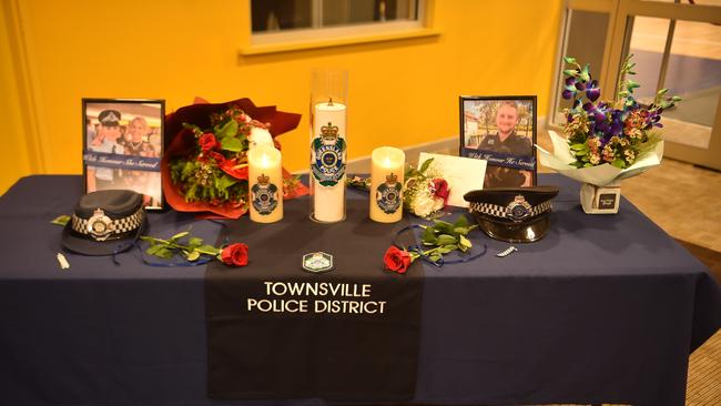 Police memorial serive fro Constable Rachel McCrow and Constable Matthew Arnold at the Townsville Stadium. Picture: Evan Morgan