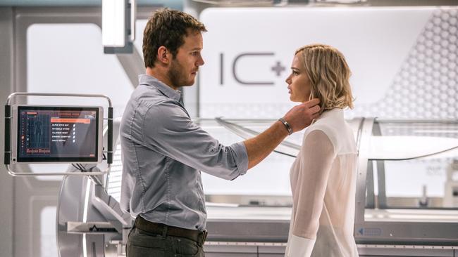 Chris Pratt and Jennifer Lawrence realise they have limited options in <i>Passengers</i>. Picture: Supplied