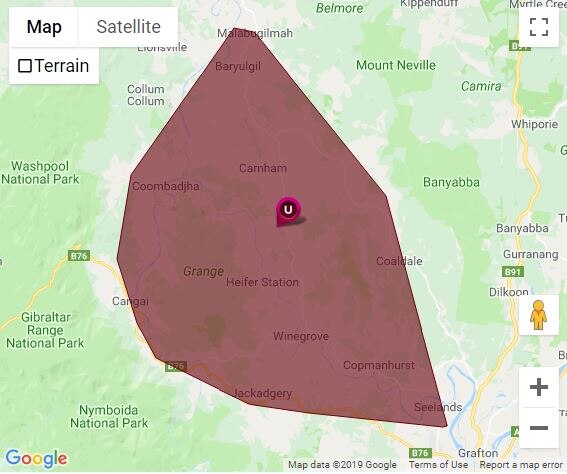 More than 400 residents have been without power since midday. . Picture: Essential Energy