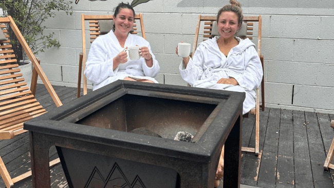 Leah and Em blissing out at the Blue Mountains Sauna. Image: Supplied