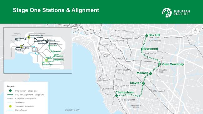 AM peak public transport travel time savings along the Suburban Rail Loop’s Stage One underground stations have been revealed.