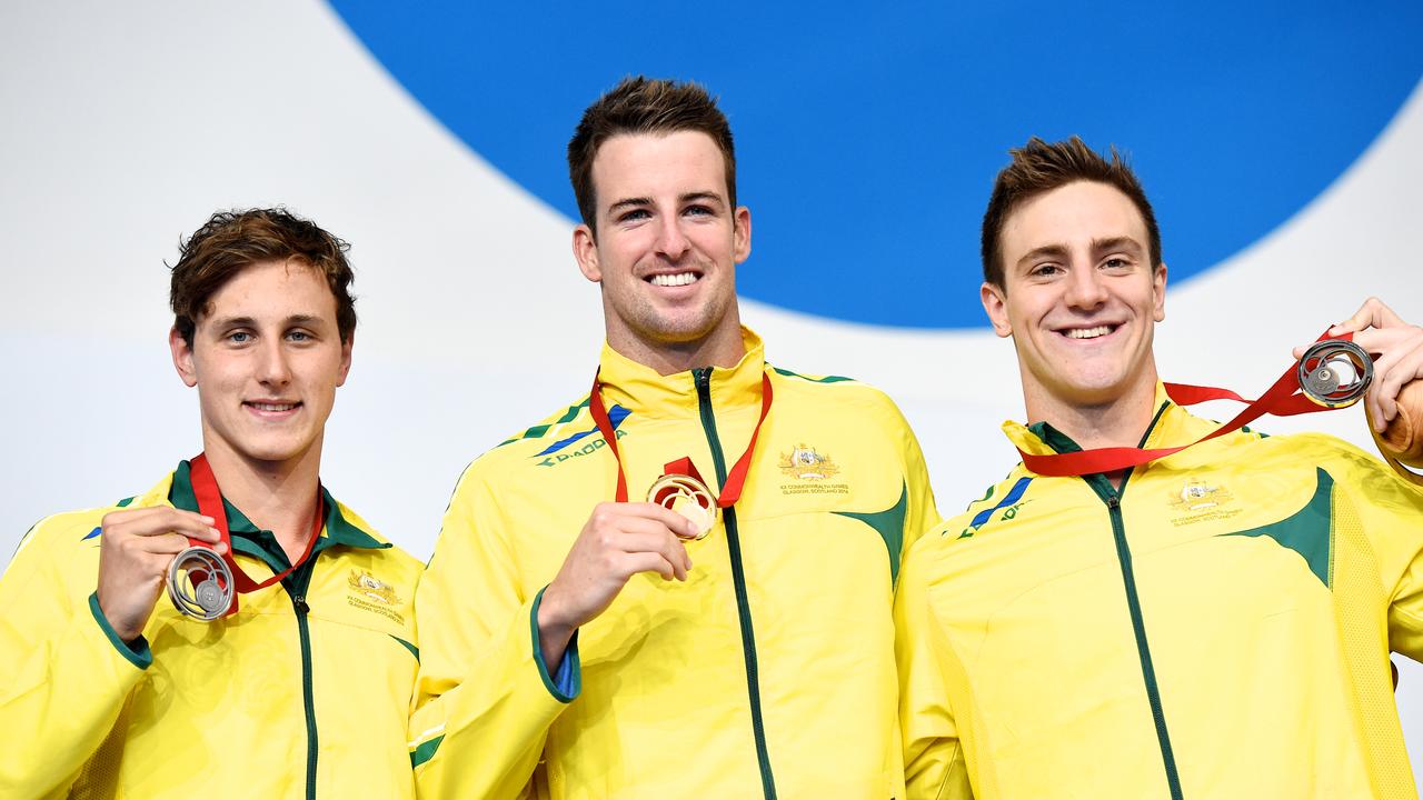 James Magnussen (C) enjoyed considerable Commonwealth Games success. Picture: AAP