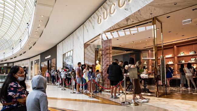 Shoppers line up outside Gucci at Chadstone during the Boxing Day sales. Picture: Getty Images