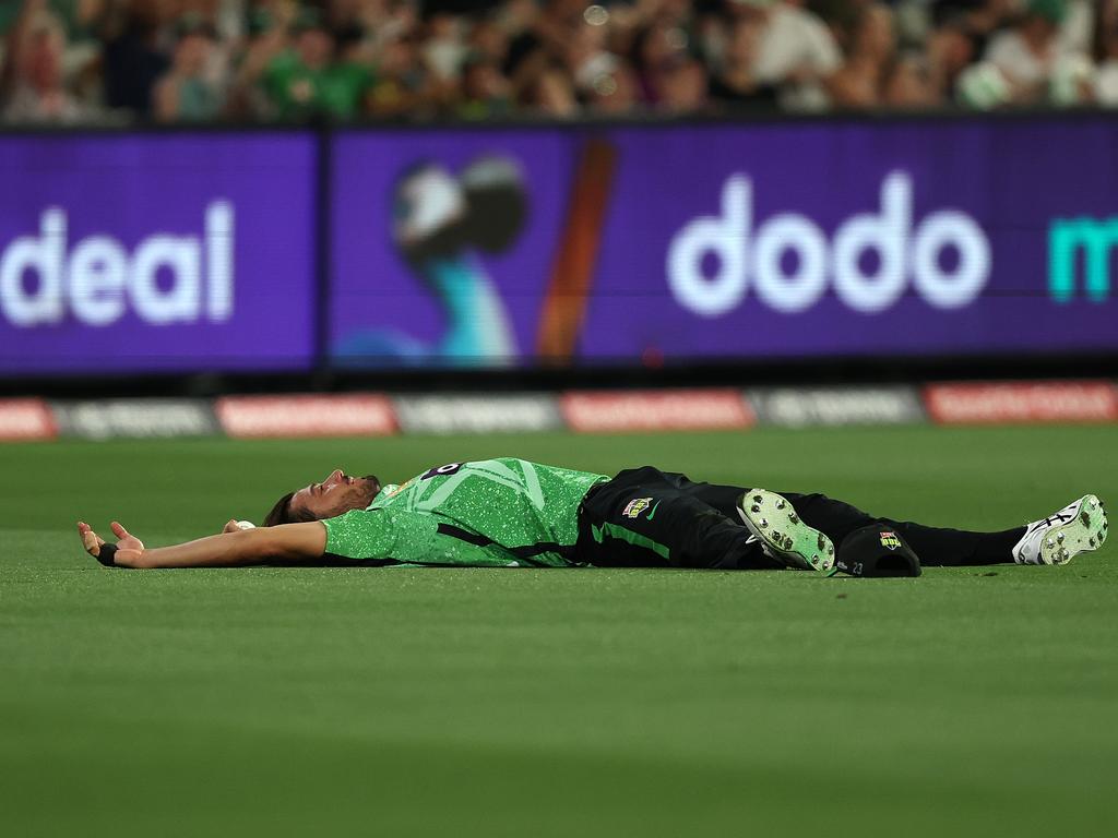 Marcus Stoinis after his stunning catch. Photo: Robert Cianflone/Getty Images.