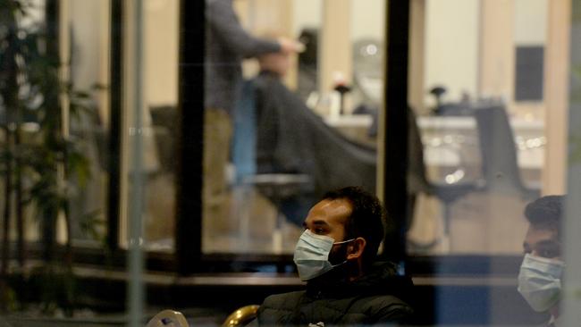 Security guards at the Stanford Hotel, Melbourne. Picture: NCA NewsWire.