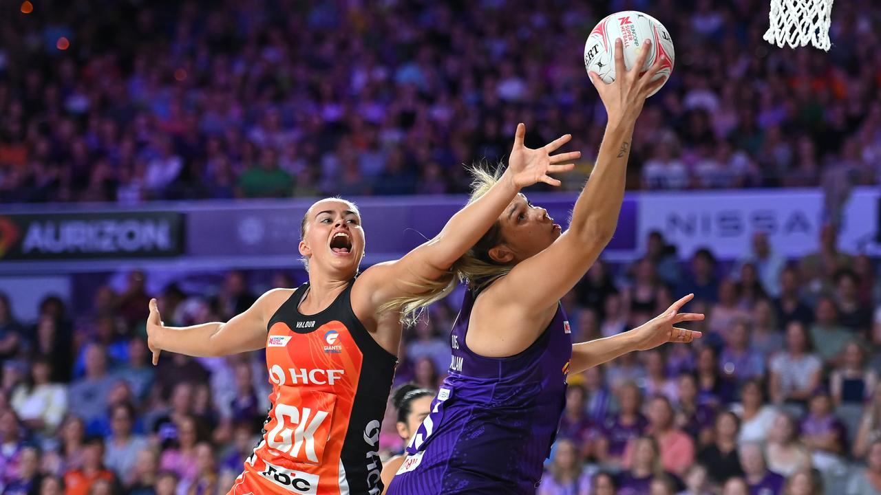 Matilda McDonell (left) is the only defender left from last year at the Giants. Picture: Getty Images