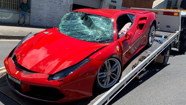 The Ferrari was removed from the scene by First Choice Towing. Picture: First Choice Towing