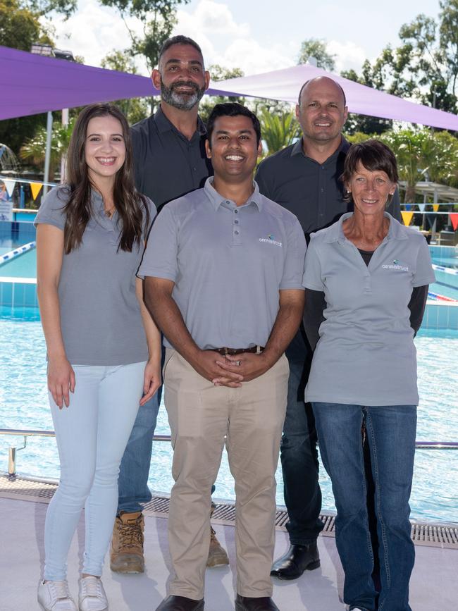 Omnistruct staff designed the pools. Front: Ashlinn Boatto, Monirul Haque and Cheryl Galway and (back) Alex Abdnoor and Gino Gigliotti. Picture: Monique Harmer