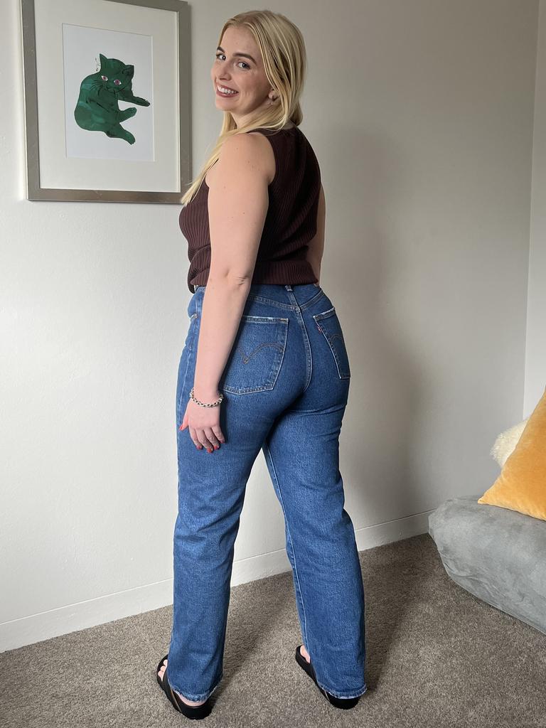 The high-waisted denim is also super comfy. Picture: Hannah Paine/news.com.au.