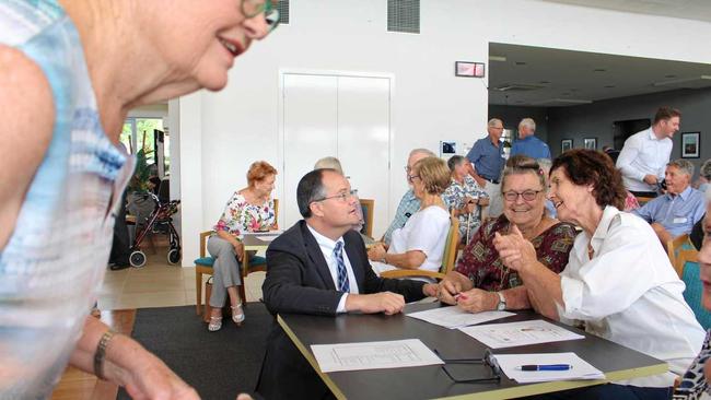 CARE: Ted O&#39;Brien talks with attendees at his Fairfax Seniors Forum at Bli Bli. Picture: Contributed