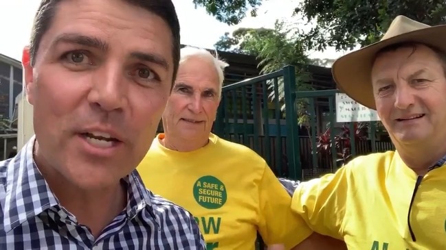 Nationals candidate Matthew Fraser at Bangalow booth