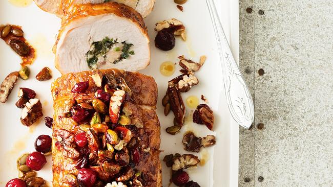 Garlic and herb rolled turkey with Christmas crumble. Picture: Taste