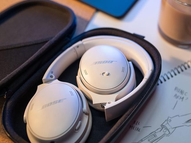 The Bose QuietComfort 45 headphones feature active noise-cancellation technology and fold down for travel.