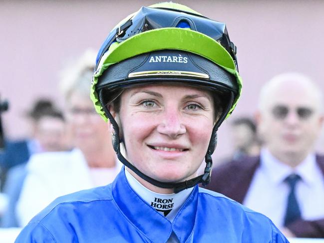 Jamie Kah returns to the mounting yard after winning the Sportsbet Same Race Multi Handicap at Caulfield Racecourse on August 31, 2024 in Caulfield, Australia. (Photo by Reg Ryan/Racing Photos via Getty Images)