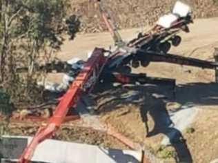 Concrete pump rollover on Second Range Crossing, Tuesday, August 15, 2017. Picture: Contributed