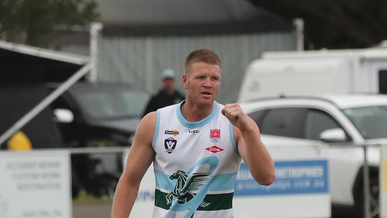 Geelong Amateur's Mitchell Day kicked his third bag of five or more on Saturday. Picture: Alan Barber