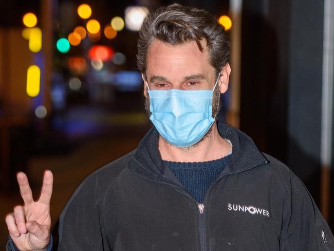 Tony Pecora after getting bailed from St. Kilda Police Station. Picture: Jay Town