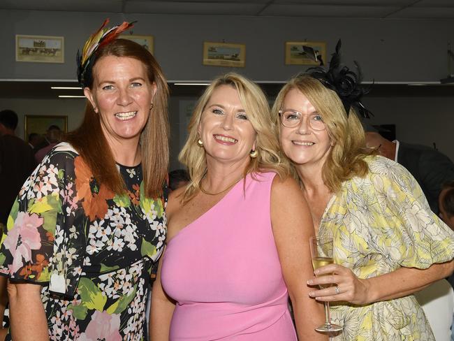 Bet365 Traralgon Cup Day, held at Traralgon Racecourse, Traralgon, Victoria, 1st December 2024: Michelle Livingstone, Andrea MacDonald and Sue Albanese. Picture: Andrew Batsch