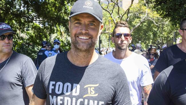 Evans at an anti-vaccine rally in Sydney. Picture: NCA NewsWire / Jenny Evans