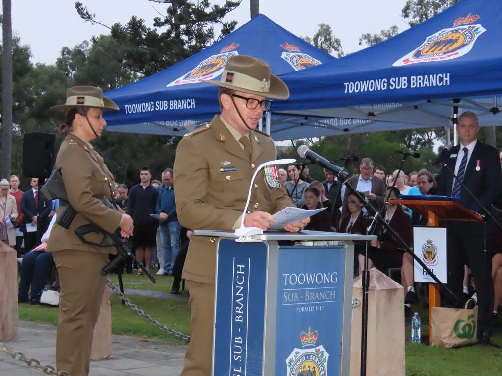 Anzac Day morning service at Toowong, Brisbane. Picture: Molly Snaylam