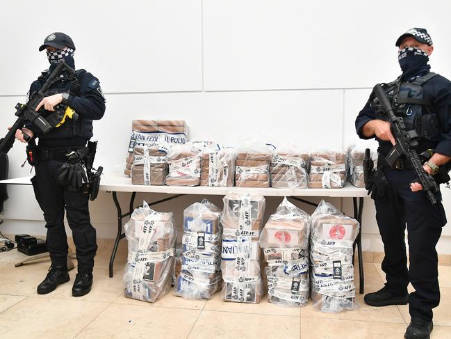 Federal police officers with the cocaine haul. Picture: John Gass/NCA NewsWire