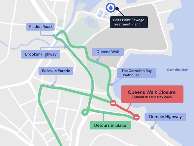 Tas water closes Queens Walk for sewer pipe upgrades